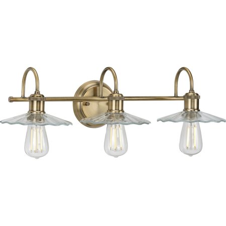 PROGRESS LIGHTING Fayette Collection Vintage Brass Three-Light Bath P300288-163